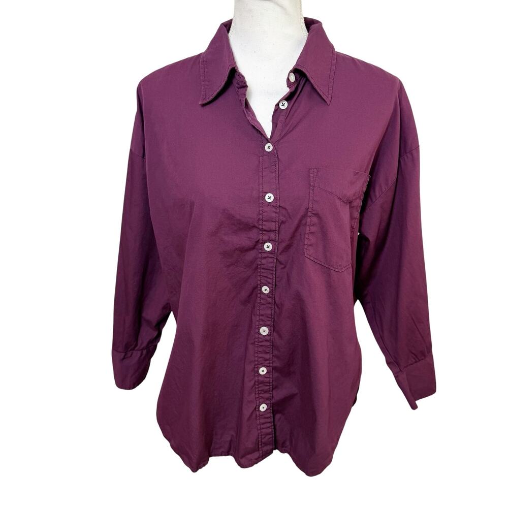 Maeve The Bennet Magenta Button Up Shirt Women's Small Petite